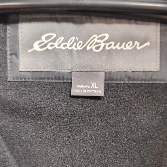 Eddie Bauer Black Long Puffer Coat with Faux Fur Hood - Picture 2 of 6